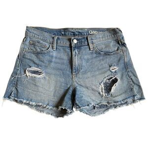 GAP 1969 Summer Jean Shorts Women's Size 29 Light Indigo Distressed Grunge Y2K